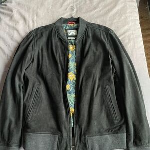 NWOT Iron & Resin Black Goat Suede Bomber Jacket XL